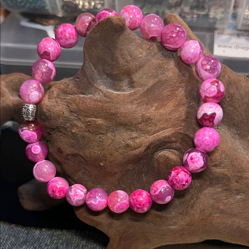 8mm Pink fire agate